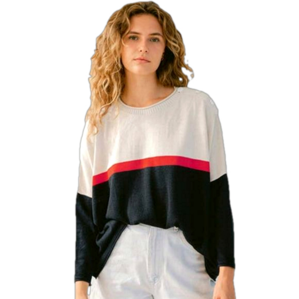 NWT Mer-sea Catalina Cropped Colorblock Long Sleeve Pullover One Size Fits Most